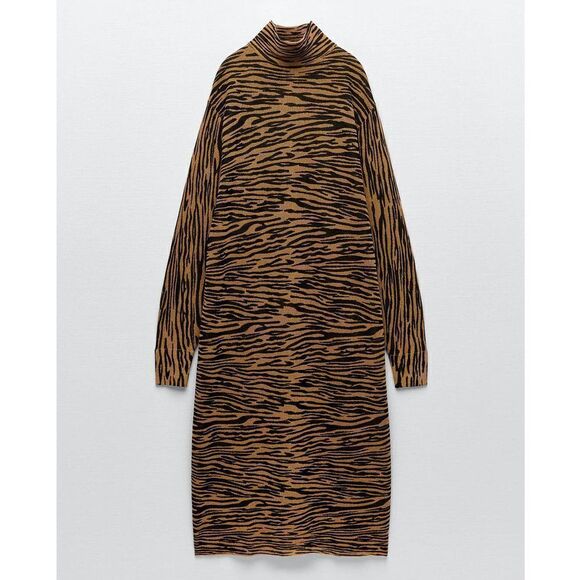 ZARA JACQUARD KNIT DRESS ANIMAL PRINT LIMITED EDITION - Picture 3 of 7